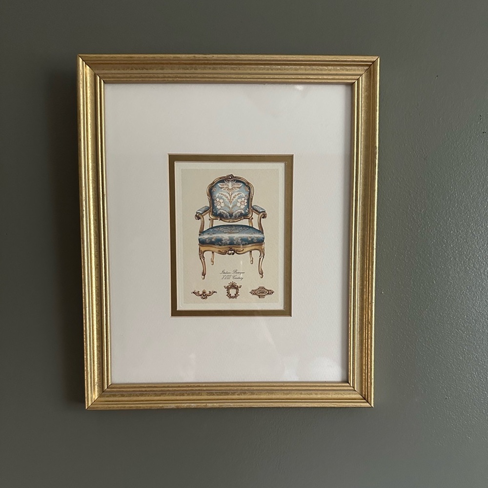 Italian Baroque framed 9x12  picture blue and gold accents